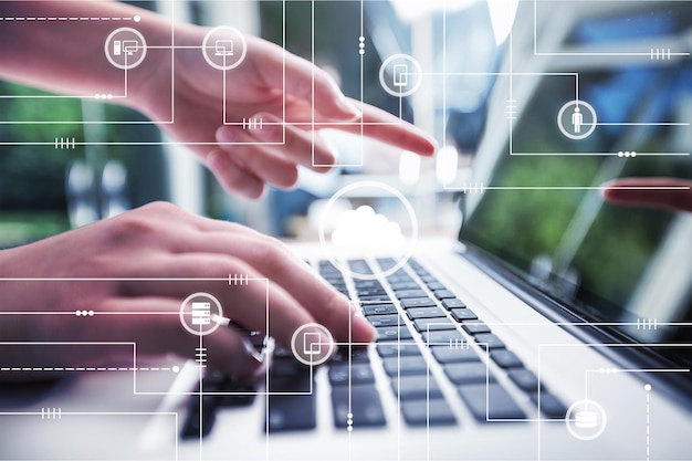 Businessman's Hands Working on laptop