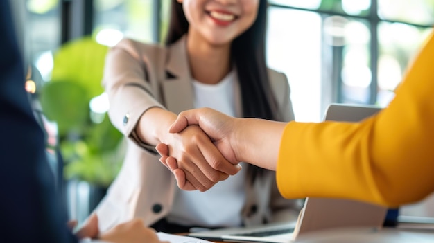 businessman shaking hands with the era after signing a contract agreement on a real estate