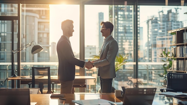 a businessman shaking hands with a financial partner