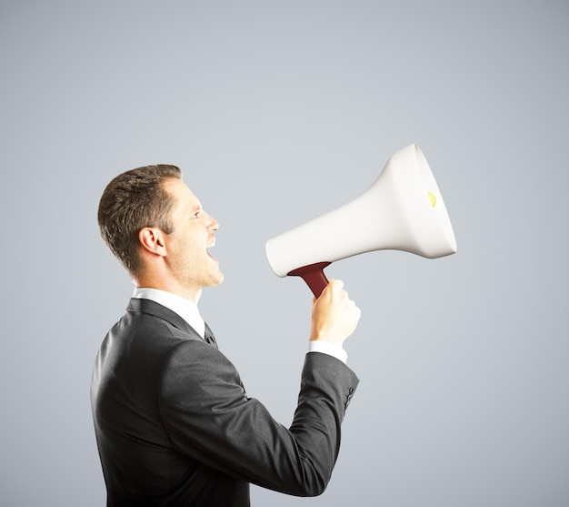 Businessman shouts a shout