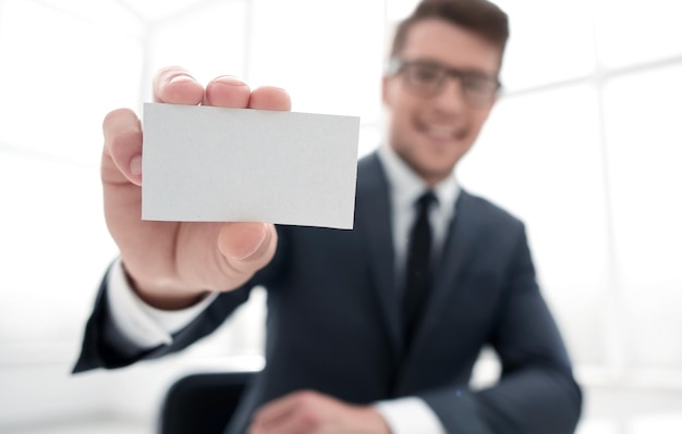 Businessman showing blank business card business concept