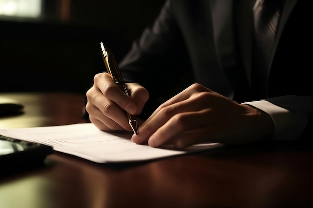 businessman signing a document Generative AI