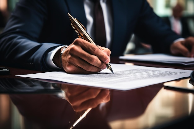 businessman signing a document