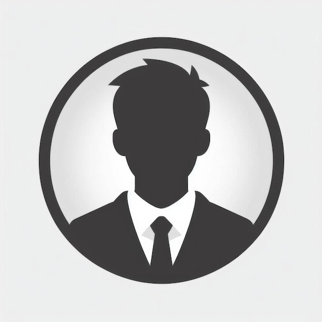 Businessman silhouette icon in circle isolated on light gray background