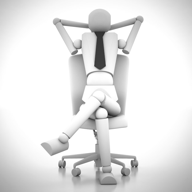 Businessman sitting on chair 3d illustration