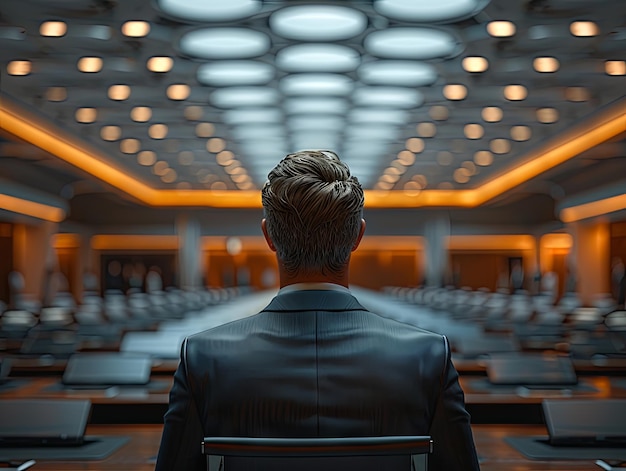 Businessman sitting in conference room Business presentation concept