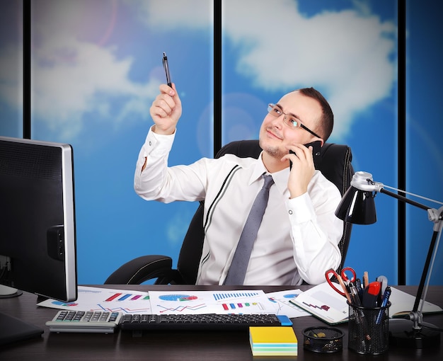 Businessman sitting in office