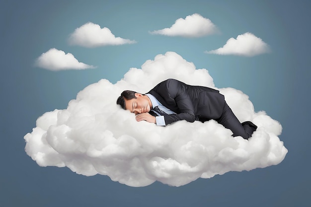 Photo businessman sleeping in a cloud