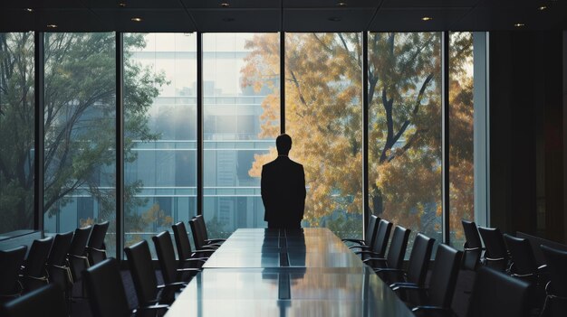 Businessman standing in conference room