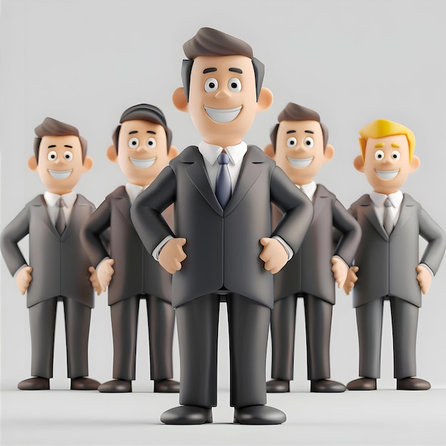 Businessman Standing In Front Of His Team 3D Illustration