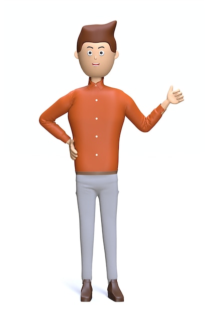 businessman standing with thumb up pose happy businessman showing gesture approval 3d illustration