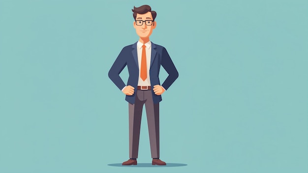 Photo businessman in suit and glasses vector illustration in cartoon style