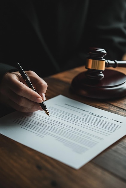 A Businessman in a Suit Sitting at a Table and Signing Documents