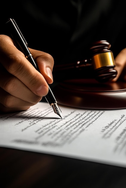 A Businessman in a Suit Sitting at a Table and Signing Documents