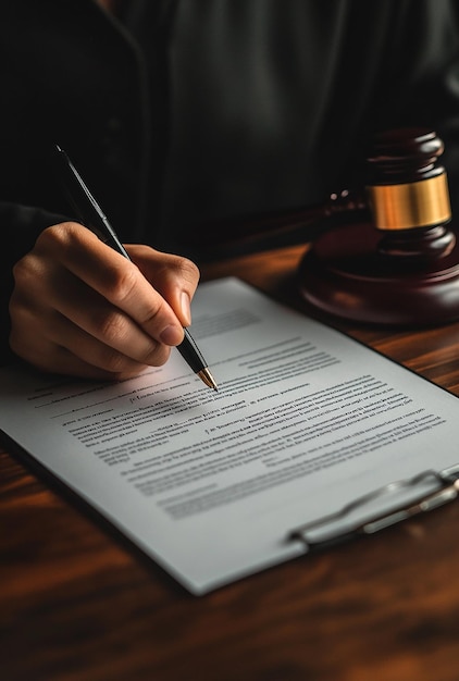 A Businessman in a Suit Sitting at a Table and Signing Documents