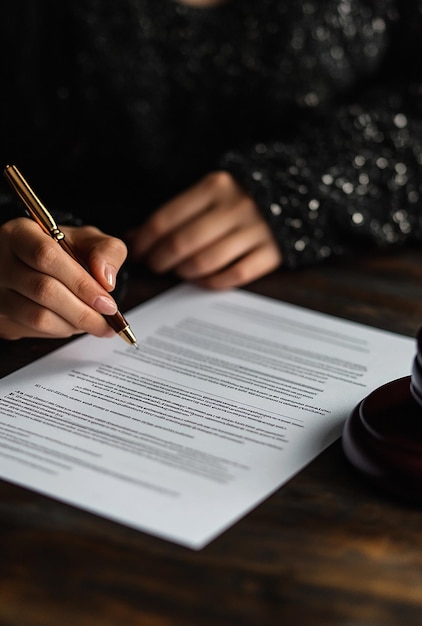 A Businessman in a Suit Sitting at a Table and Signing Documents