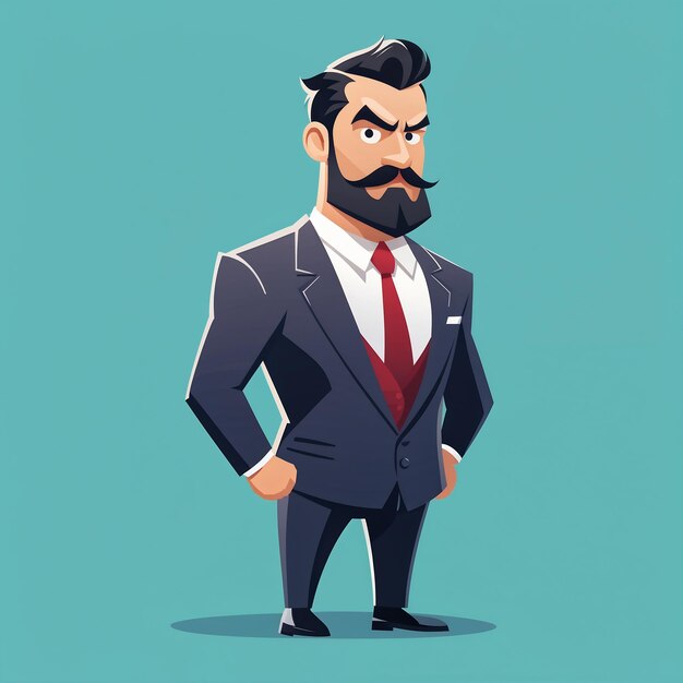 Photo businessman in suit and tie vector illustration in cartoon style