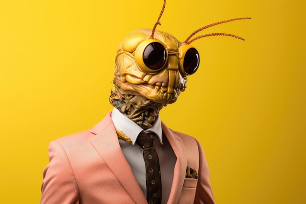 businessman suit with animal head portrait funny and crazy concept