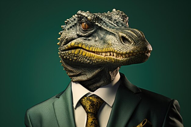 businessman suit with animal head portrait funny and crazy concept