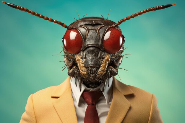 businessman suit with animal head portrait funny and crazy concept