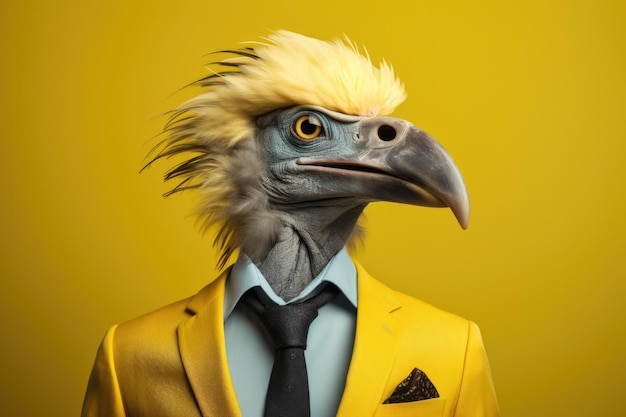 businessman suit with animal head portrait funny and crazy concept