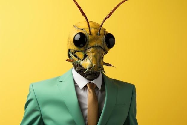 businessman suit with animal head portrait funny and crazy concept