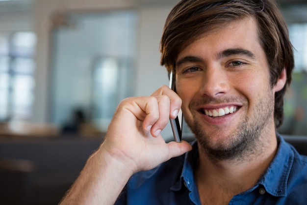 Businessman talking on mobile phone