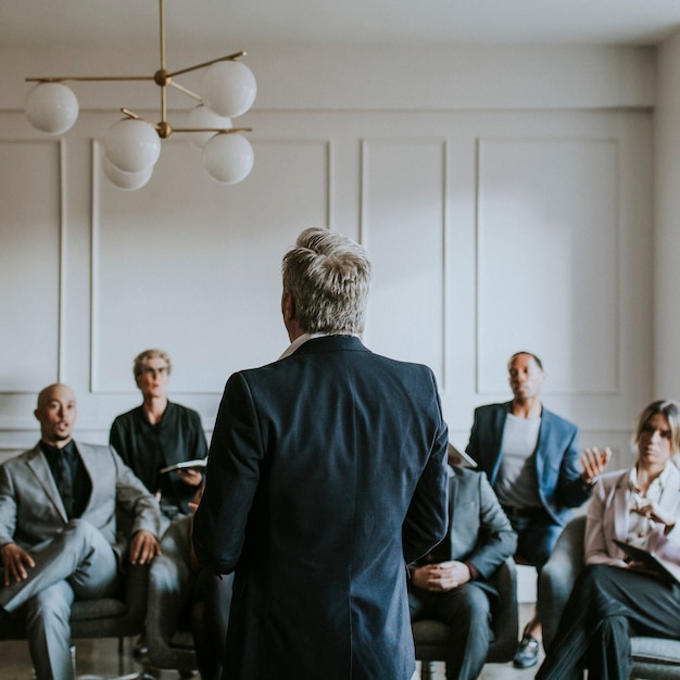 Businessman talking in a seminar