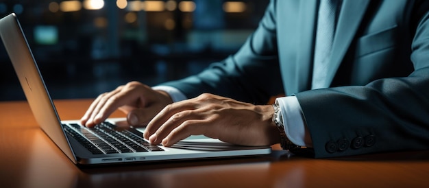 businessman typing on computer technology using laptop