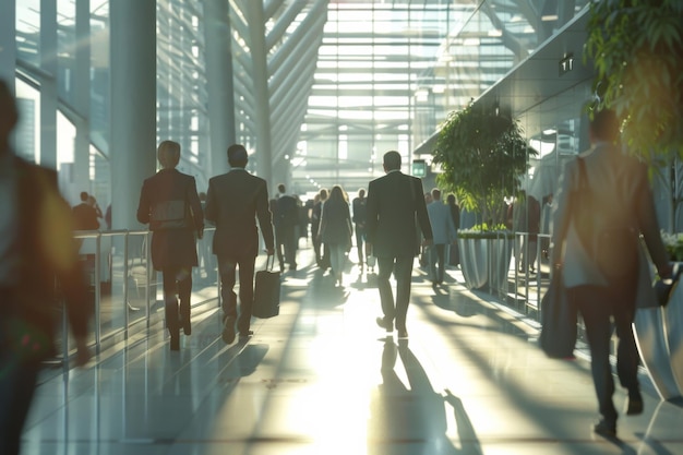 Businessman walking in the office Chaotic atmosphere blurred background