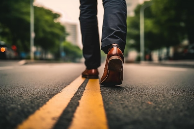 Businessman Walking on Road and Starting to Succeed Generative AI