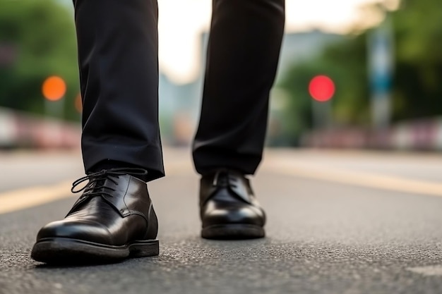 Businessman Walking on Road and Starting to Succeed Generative AI