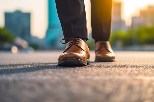 Businessman Walking on Road and Starting to Succeed Generative AI