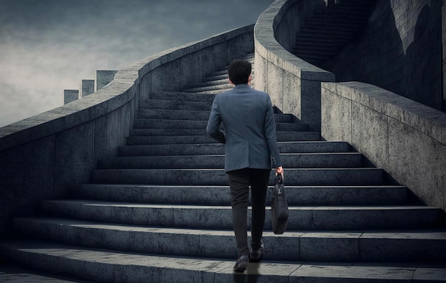 Businessman walking on stairs