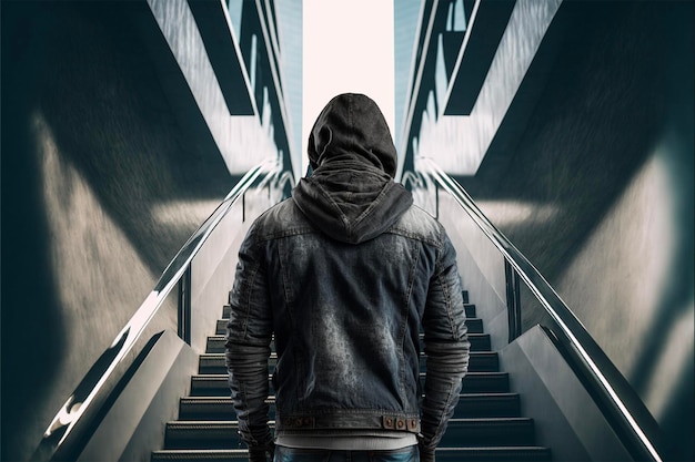 Businessman walking on stairs