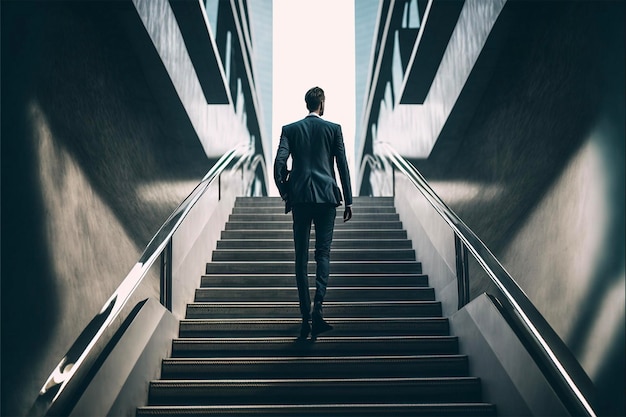 Businessman walking on stairs