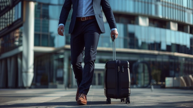 Photo businessman walking with luggage