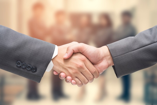 Businessman Wearing Black Suit Business Handshake