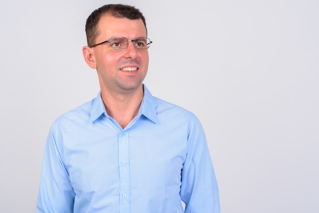 businessman wearing eyeglasses on white