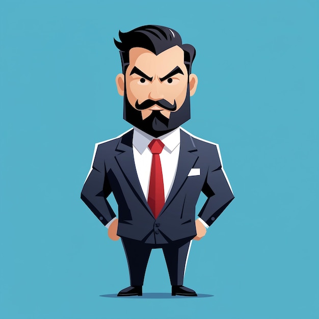 Businessman With Beard And Mustache Vector Illustration In Cartoon Style