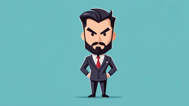 Businessman With Beard And Mustache Vector Illustration In Cartoon Style