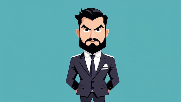 Businessman With Beard And Mustache Vector Illustration In Cartoon Style