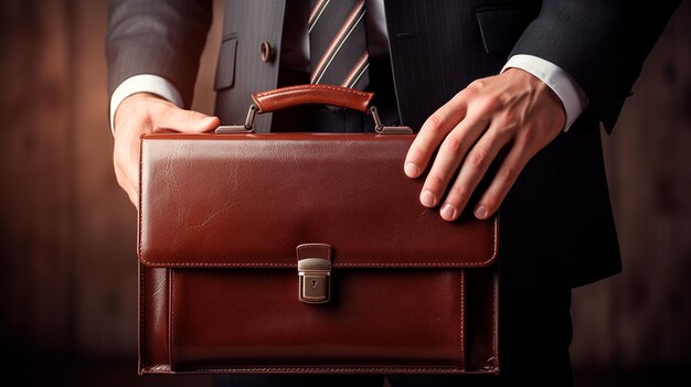 businessman with briefcase in city