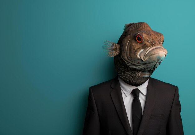 Photo businessman with fish head in suit