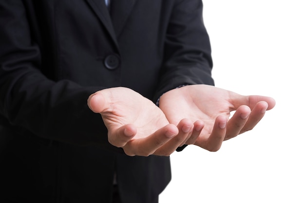 businessman with hand hope something isolated on white background.