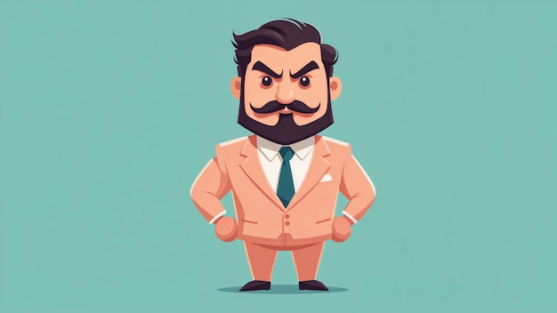 Businessman With Mustache And Jacket Vector Illustration In Cartoon Style