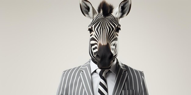 Photo businessman with zebra instead of his head 3d rendering