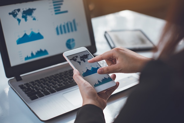 Businessman working on business project for analyzing company financial report.