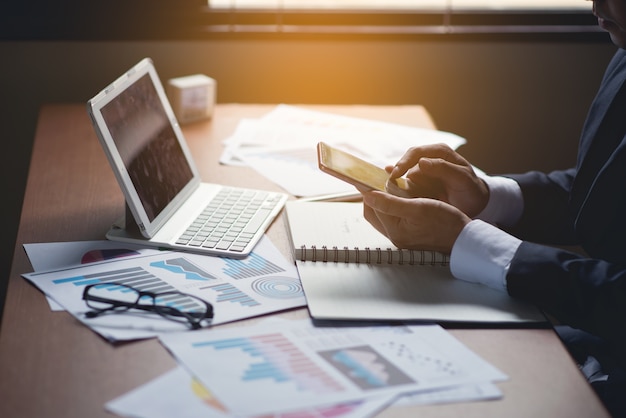 Businessman working on desk office business