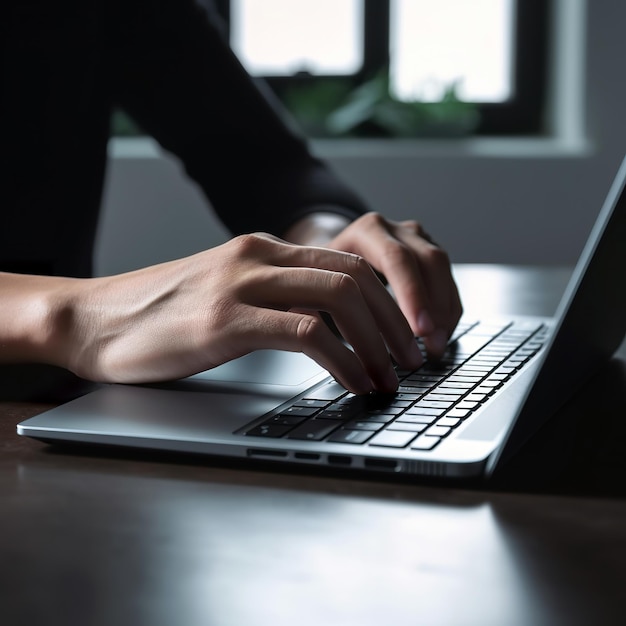 Businessman working on laptop computer